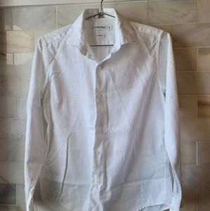 Calvin Klein Boys 14 Sateen Long Sleeve White Button Up